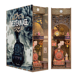 Tonecheer Składany Drewniany Model 3D LED - Book Nook The Steam Age