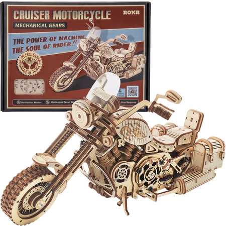 ROBOTIME Drewniane Puzzle 3D - Motocykl Cruiser