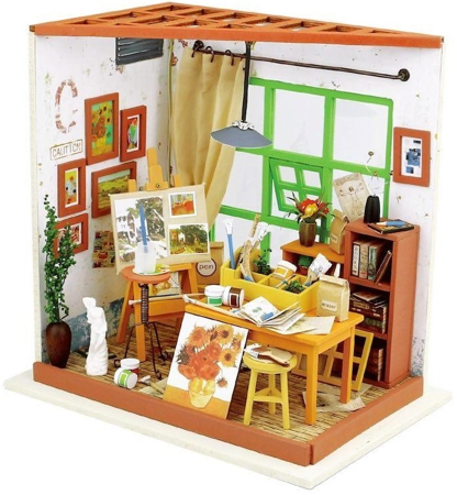 ROBOTIME Folding Wooden LED Model - Painting Studio