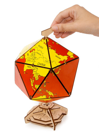 EWA Wooden 3D Puzzle - Double Wall Red Globe