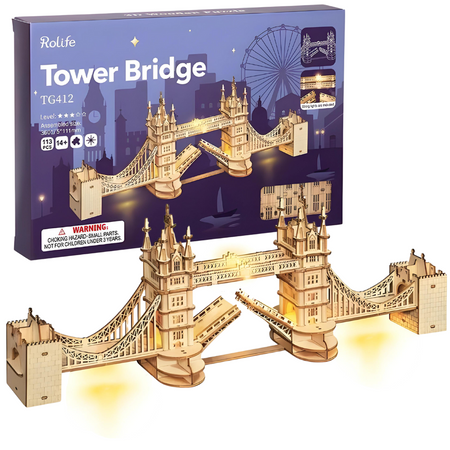 ROBOTIME Drewniane Puzzle 3D - LED Tower Bridge