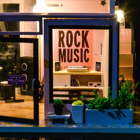 LITTLE STORY Składany Drewniany Model LED - Music Shop