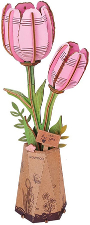 ROBOTIME Drewniane Puzzle Model 3D DIY - Różowy Tulip