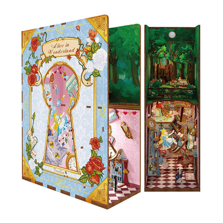 Tonecheer Składany Drewniany Model 3D LED - Book Nook Alice in Wonderland