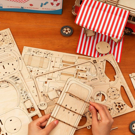 ROBOTIME Drewniany Model Puzzle 3D Retro Camper