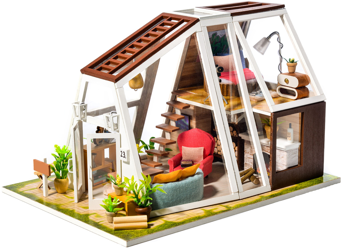 HONGDA Składany Drewniany Domek Model Puzzle 3D 