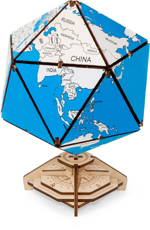 EWA Drewniane Puzzle 3D - Dwudziestościenny Niebieski Globus