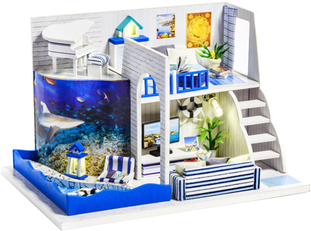 HONGDA Składany Drewniany Domek Model Puzzle 3D The Sound of the Sea